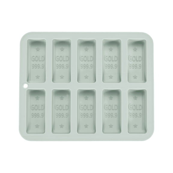 Beeswax Candle Mould,10Grids Beeswax Bar Mould Makes 10 x 0.6oz Reusable Easy Release Bees Wax Module for Wax Candle Making Butter Candy Chocolate Grey