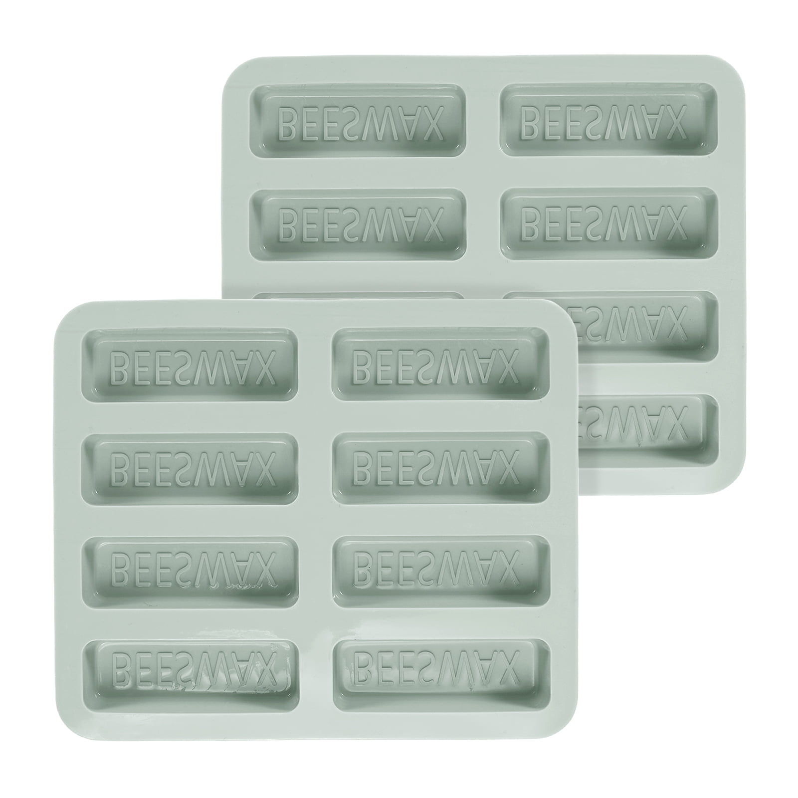 Beeswax Candle Mould,8Grids Beeswax Bar Mould Makes 8 x 2.8oz Reusable Easy Release Bees Wax Module for Wax Candle Making Butter Candy Chocolate Grey 2Pcs
