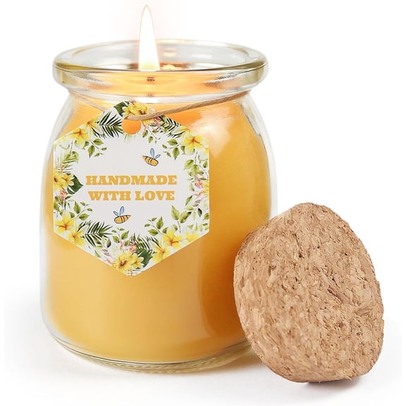 Beeswax Candles, Unscented Bees Wax Candle in Glass Jar, 4.8oz 32 Hours Long Lasting, Pure  Wick and Non- for  ,  Gifts