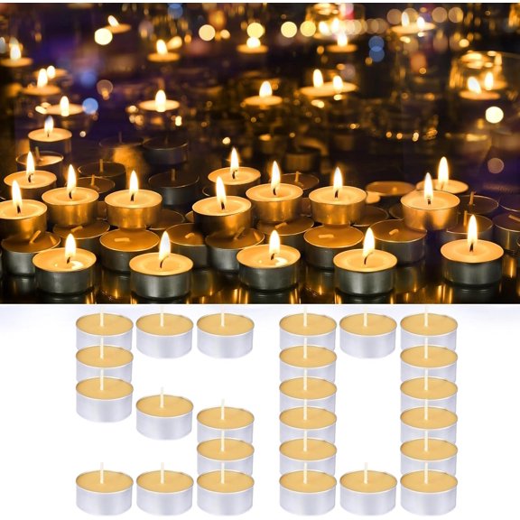 Beeswax Candles in Metal Cup - Small Candle Bulk Scent 4-5 Hours Long - Yellow, Pack of 50