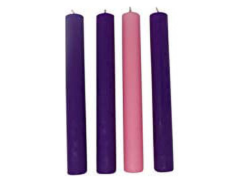 Beeswax Christmas Advent Candles for Churches, 1 1/2 x 12 Inch, Set of
