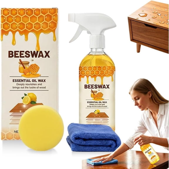 Beeswax Floor Spray, 2026 New 350ml-Beeswax Wood Polish Spray, Cleans, Restores Shine, Scratches, Suitable for Floors, Wooden Sofas, and Furniture (1pc)