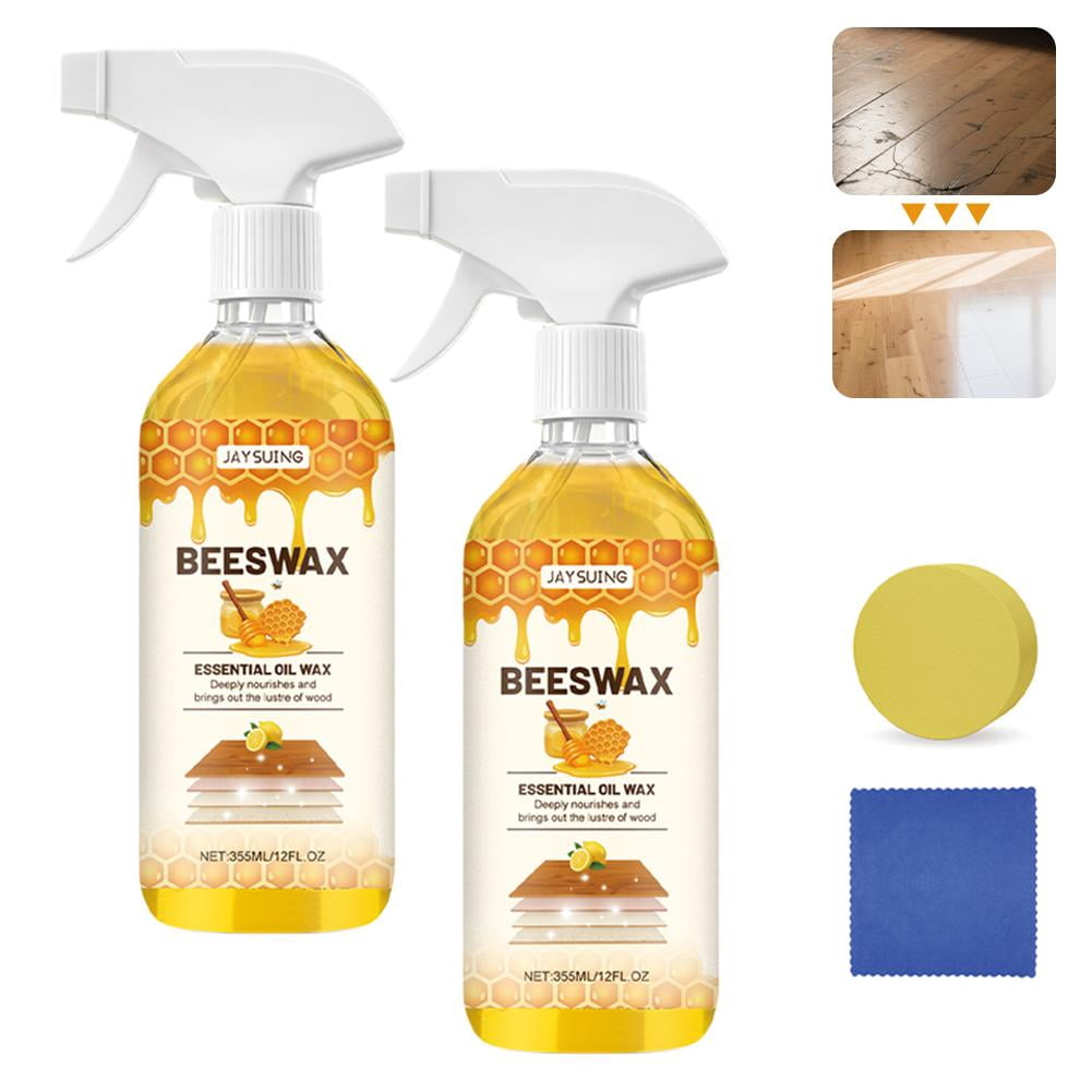 Beeswax Floor Spray, Wood Polish Spray Cleans Restores Shine and Helps Hide Scratches, Suitable for Wood Floors Sofas and Furniture,2 PCS