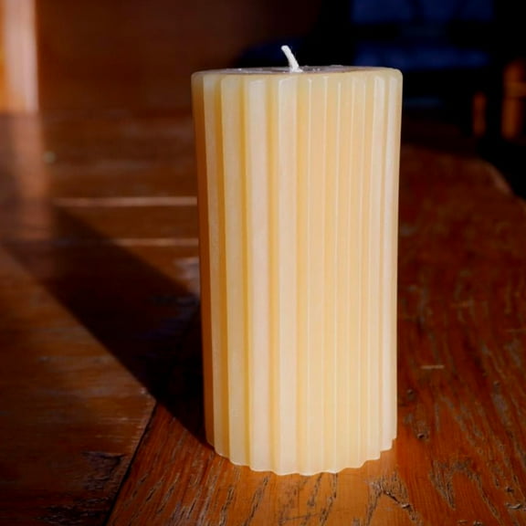 Beeswax Fluted Pillar Candle