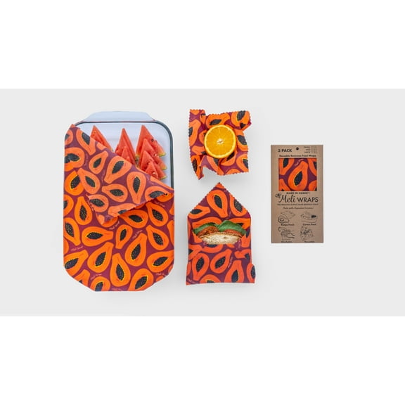 Beeswax Food Wrap - Purple Papaya Print