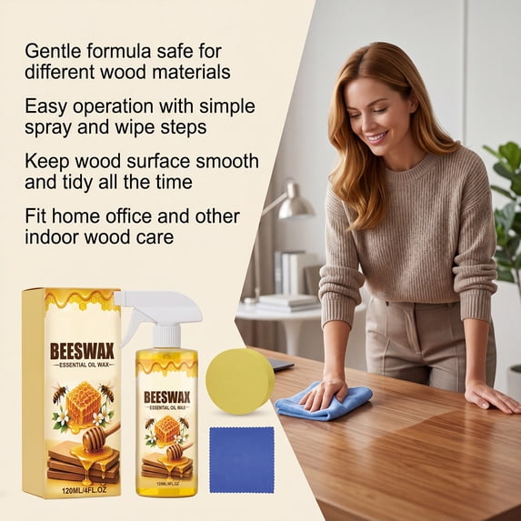 Beeswax Furniture Polish, Beeswax Wood Polish, Beeswax Essential Oil, Floor Restore-Eez, 120Ml Portable 4Oz Beeswax Wood Care Complete Kit That Is Paired with 1 Precision