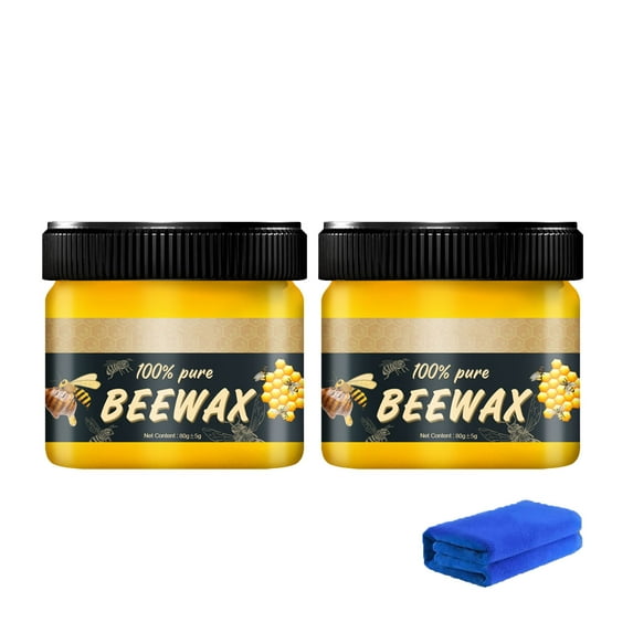 Beeswax Furniture Polish Spray, Wood Cleaner and Restorer for Cabinets, Tables, and Treated Surfaces, Solid Wax Formula with Rag, 2.82 oz, Removes Dirt and Enhances Natural Shine