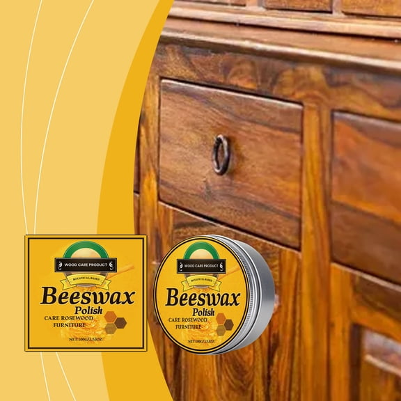 Beeswax Furniture Polish for Wood Scratch Repair, 8 oz Natural Wax Restorer with Deep Nourishing Care, Waterproof Protective Coating for Wooden Tables Cabinets Flooring