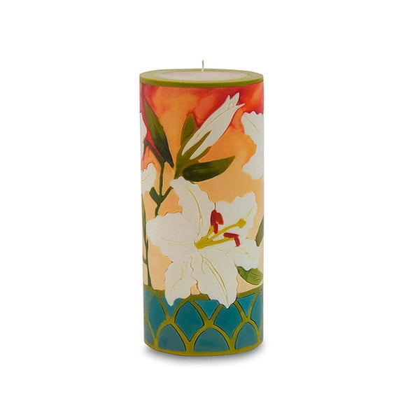 Beeswax Hand Crafted Nature Inlay Pillar Candle - Large
