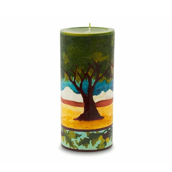 Beeswax Hand Crafted Nature Inlay Pillar Candle - Large