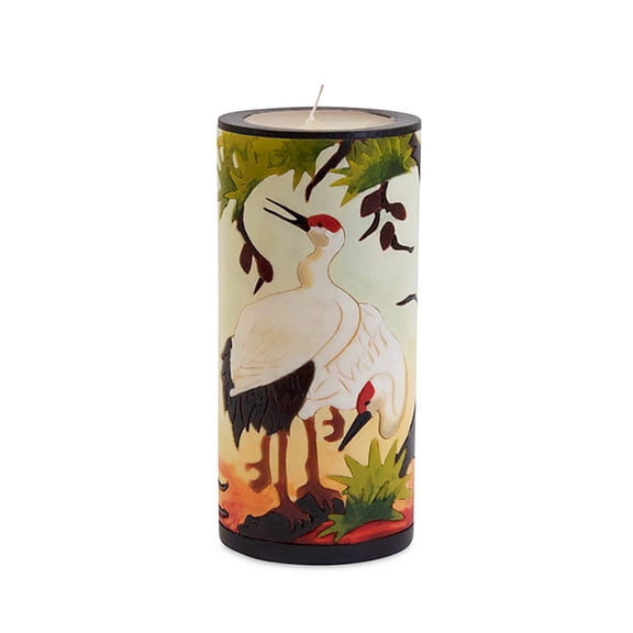 Beeswax Hand Crafted Nature Inlay Pillar Candle - Large