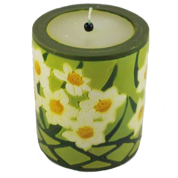 Beeswax Hand Crafted Nature Inlay Pillar Candle - Medium