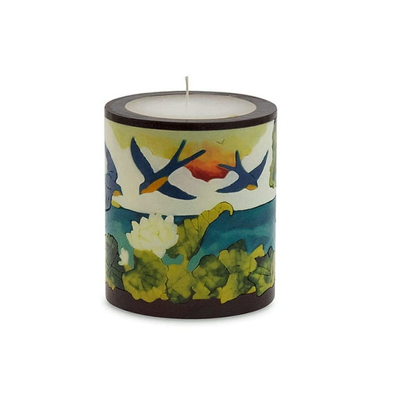 Beeswax Hand Crafted Nature Inlay Pillar Candle - Medium