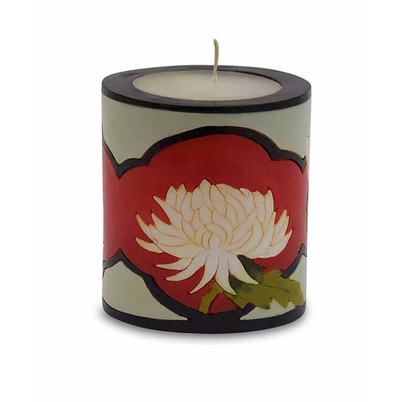 Beeswax Hand Crafted Nature Inlay Pillar Candle - Medium