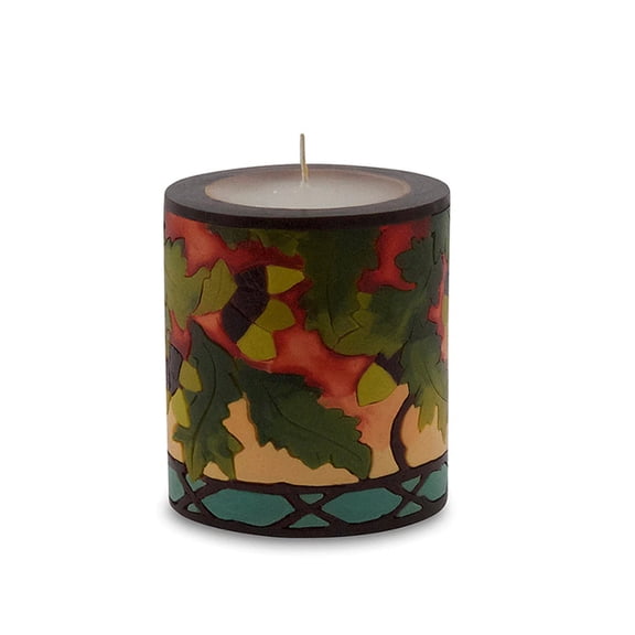 Beeswax Hand Crafted Nature Inlay Pillar Candle - Small