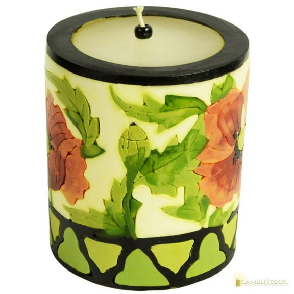 Beeswax Hand Crafted Nature Inlay Pillar Candle - Small