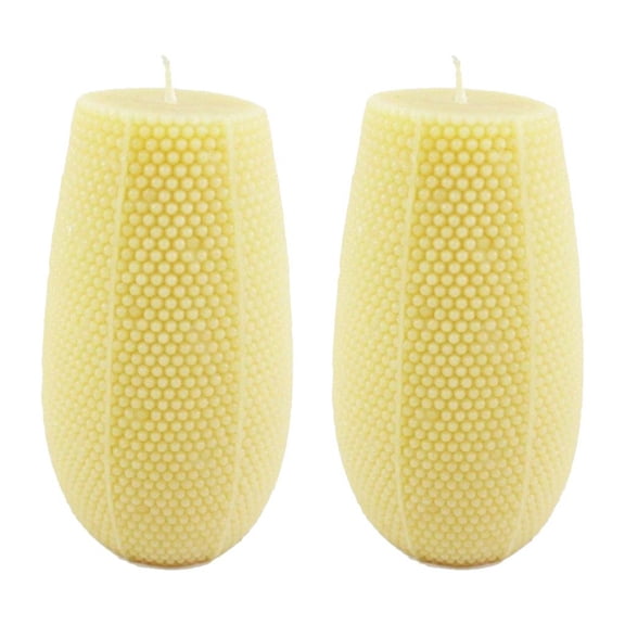 Beeswax Hobnail Pillar Candle - Pair