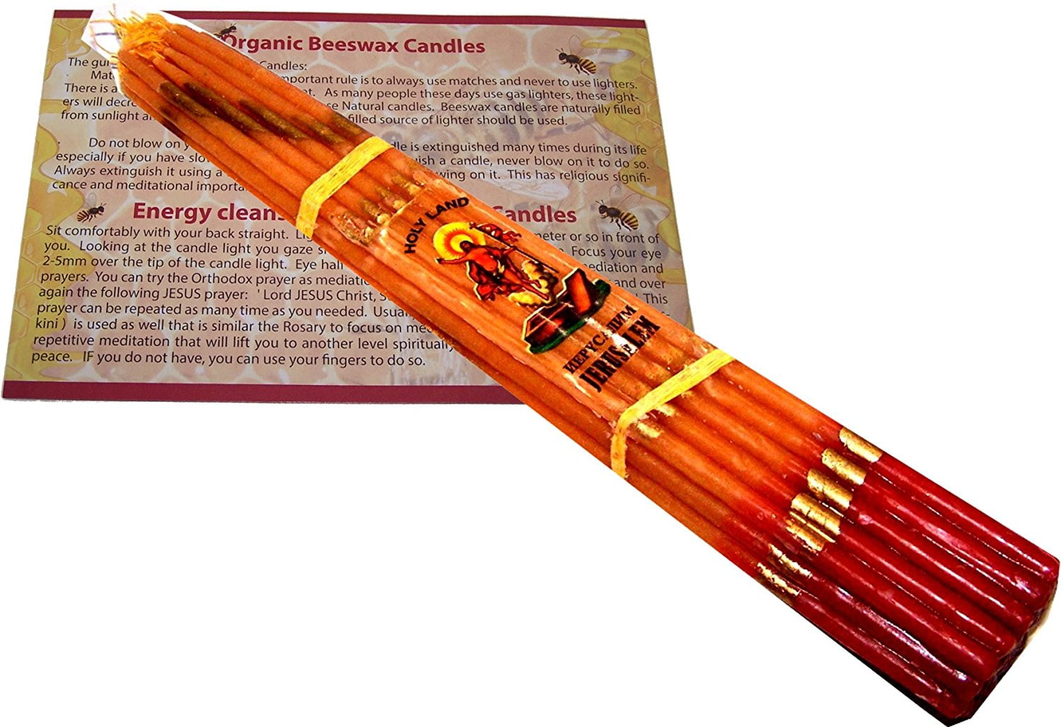 Beeswax Holy Fire Easter Candles from Jerusalem 33 Candles Brown