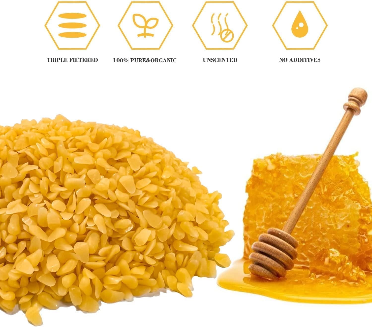 Beeswax Pellets, Candle Wax, Beeswax for Skin, Candle Making Wax, Bees Wax for Homemade Handmade DIY Projects Candles Making (Yellow-2LB)