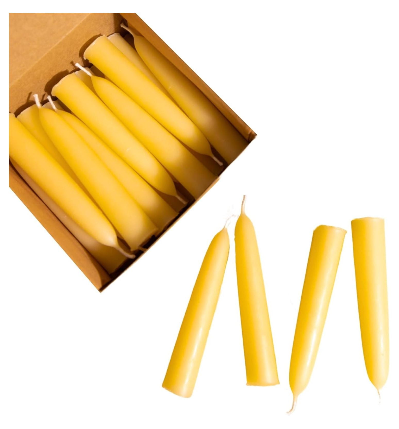 Beeswax Shabbat Candles (Pack) All Natural Dipped 100 Pure Tapers, (4
