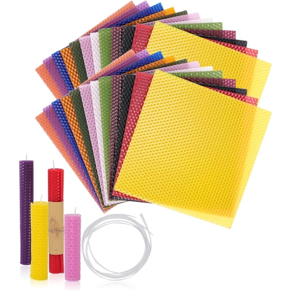Beeswax Sheets for Candle Making - Beeswax Candle Making Kit for -Christmas Candle Making Kit for Adults-Candle Rolling Kit DIY Candle Maker - Candle Starter Kit Beeswax Candle Kit