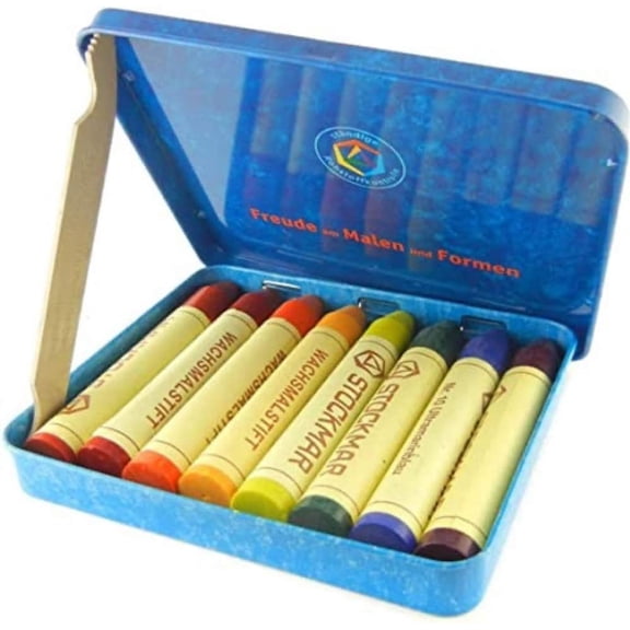 Beeswax Stick Crayons in Storage Tin, Set of 8 Colors, Waldorf Assortment