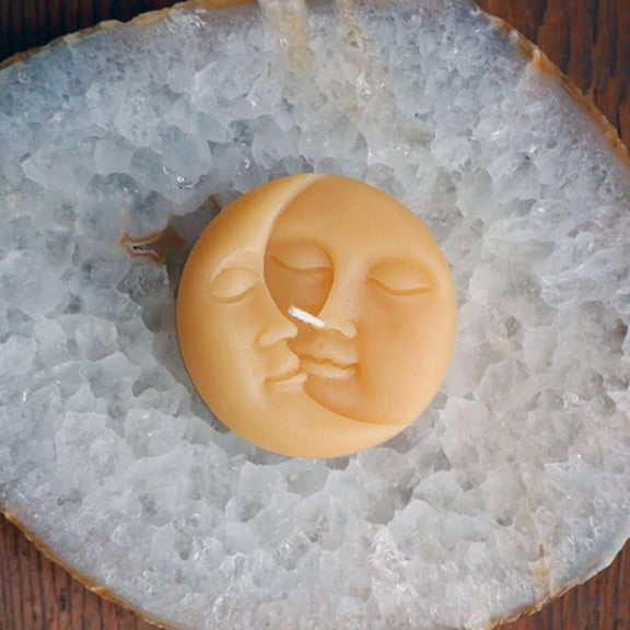 Beeswax Sun And Moon Disc Candle