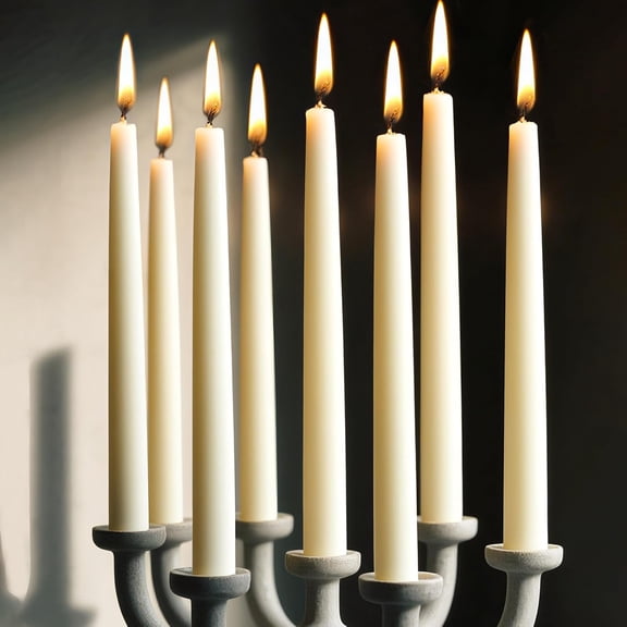 Beeswax Taper Candles White, 9 Inch Natural Beeswax Long Candle Sticks, 10 Hours Burn Time, Smokeless & Dripless Tall Taper Candle for Table Decor, Unscented Bee Wax Tapered Candles (8 Packs)