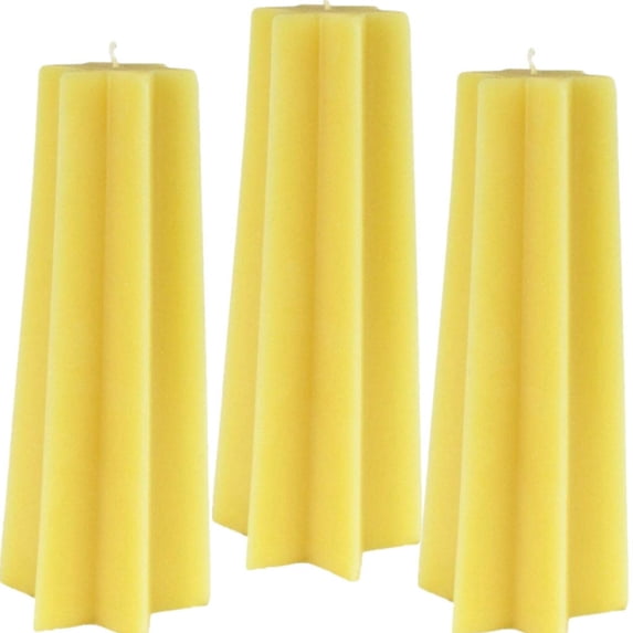 Beeswax Tapered Star Pillar Candle Sets - 6 Point