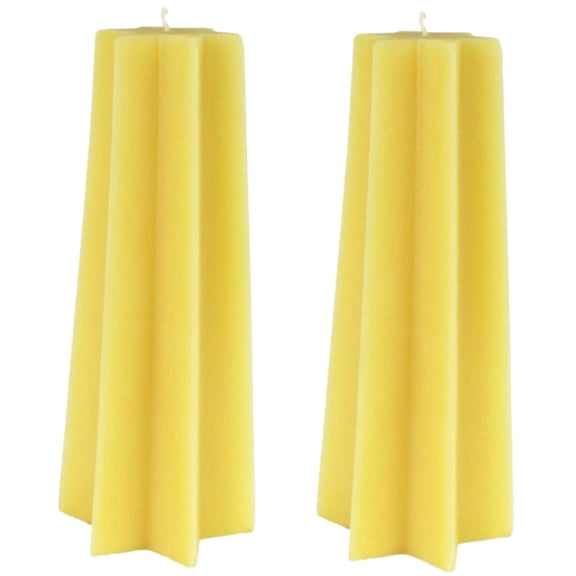 Beeswax Tapered Star Pillar Candle Sets - 6 Point