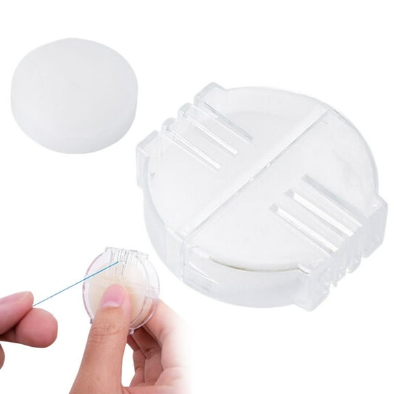 Beeswax Thread Conditioner with Clear Storage Case, Round Sewing Wax for Smooth Stitching and Cross Stitch, Anti-Knotting Embroidery Line Lubricant Craft Tool,White