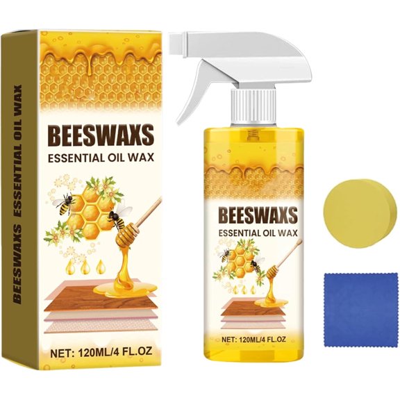 Beeswax Wood Polish, Beeswaxs Essential Oil Wax, Natural Micro-Molecularized Beeswax Spray, Multi-Purpose Furniture Wood Cleaner Repairing Care Spray, Restores Shine & Removes Scratches,1Pcs