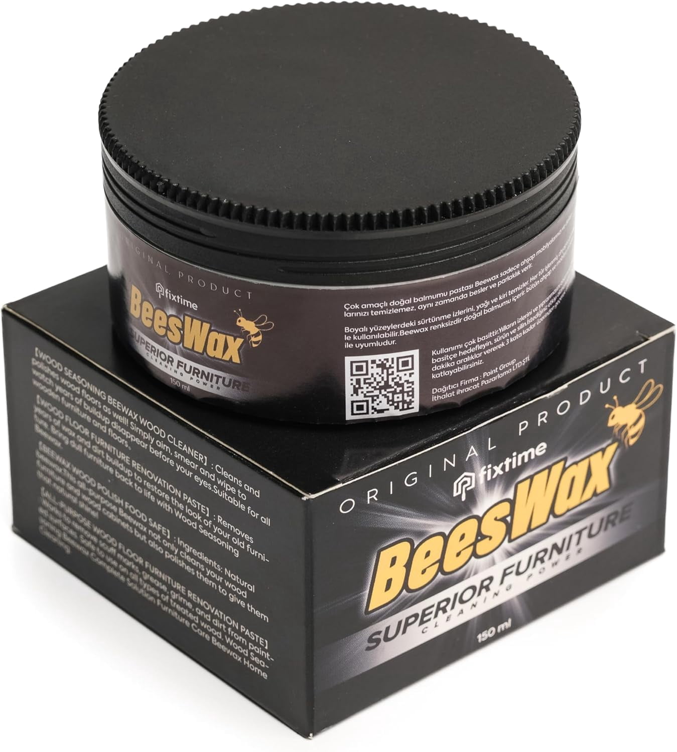 Beeswax Wood Polish & Conditioner – Natural Beeswax Block for Furniture Wax, Cutting Board Oil, Butcher Block Oil, Wood Finish - 150 ml / 5 oz