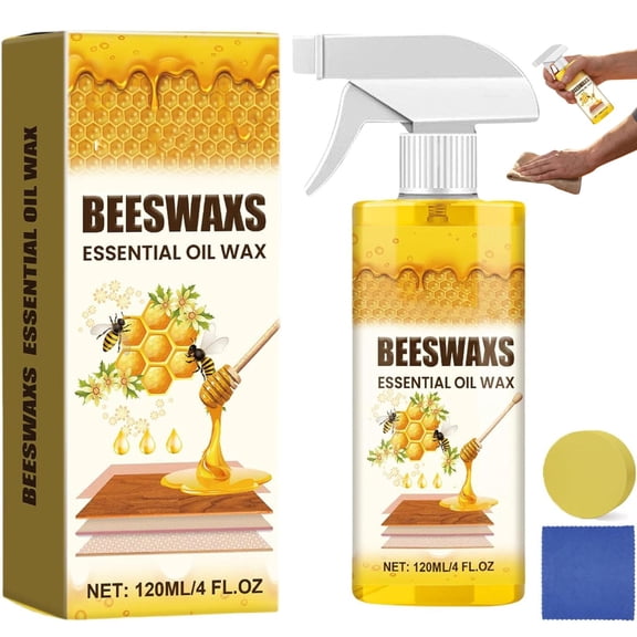 Beeswax Wood Polish, Natural Micro-Molecularized Beeswax Spray, Beeswaxs Essential Oil Wax, Multi-Purpose Furniture Polish, Wood Cleaner Repairing and Care Spray, Restores Shine & Removes Scratches