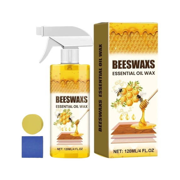 Beeswax Wood Polish Spray 120ml, Natural Bees Wax Furniture Polish and Cleaner with Essential Oil Wax, Wood Cleaner Spray for Furniture Cabinets Floors Tables Doors Hardwood Restoration