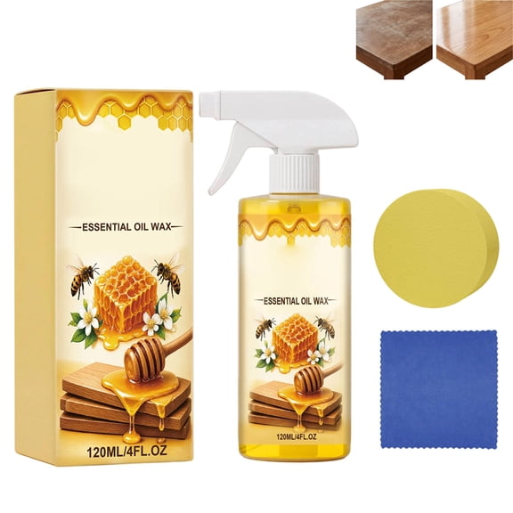 Beeswax Wood Polish Spray All-Natural Multi-Surface Polish and Cleaner for Wood Furniture Floors Cabinets 120ml