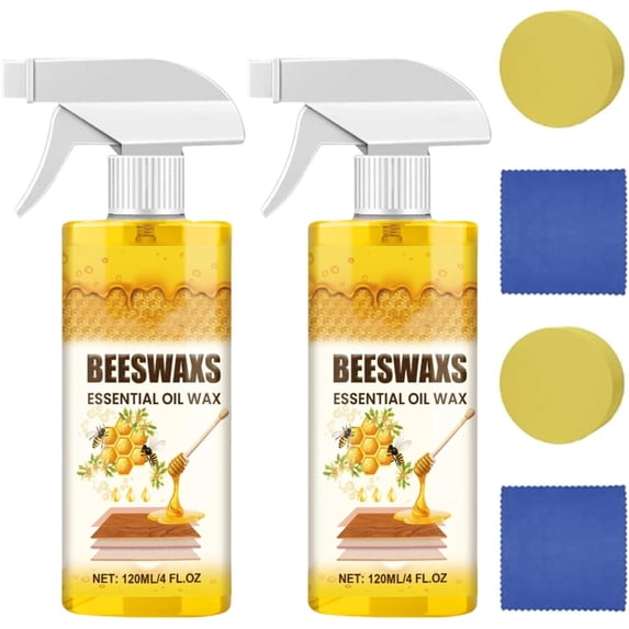 Wood Polish Spray, Essential Oil Wax,Bee S Wax Polish And Cleaner,Natural Wood Polish Spray For Living Rooms,Kitchens,Wood Furniture Floors (2PCS)