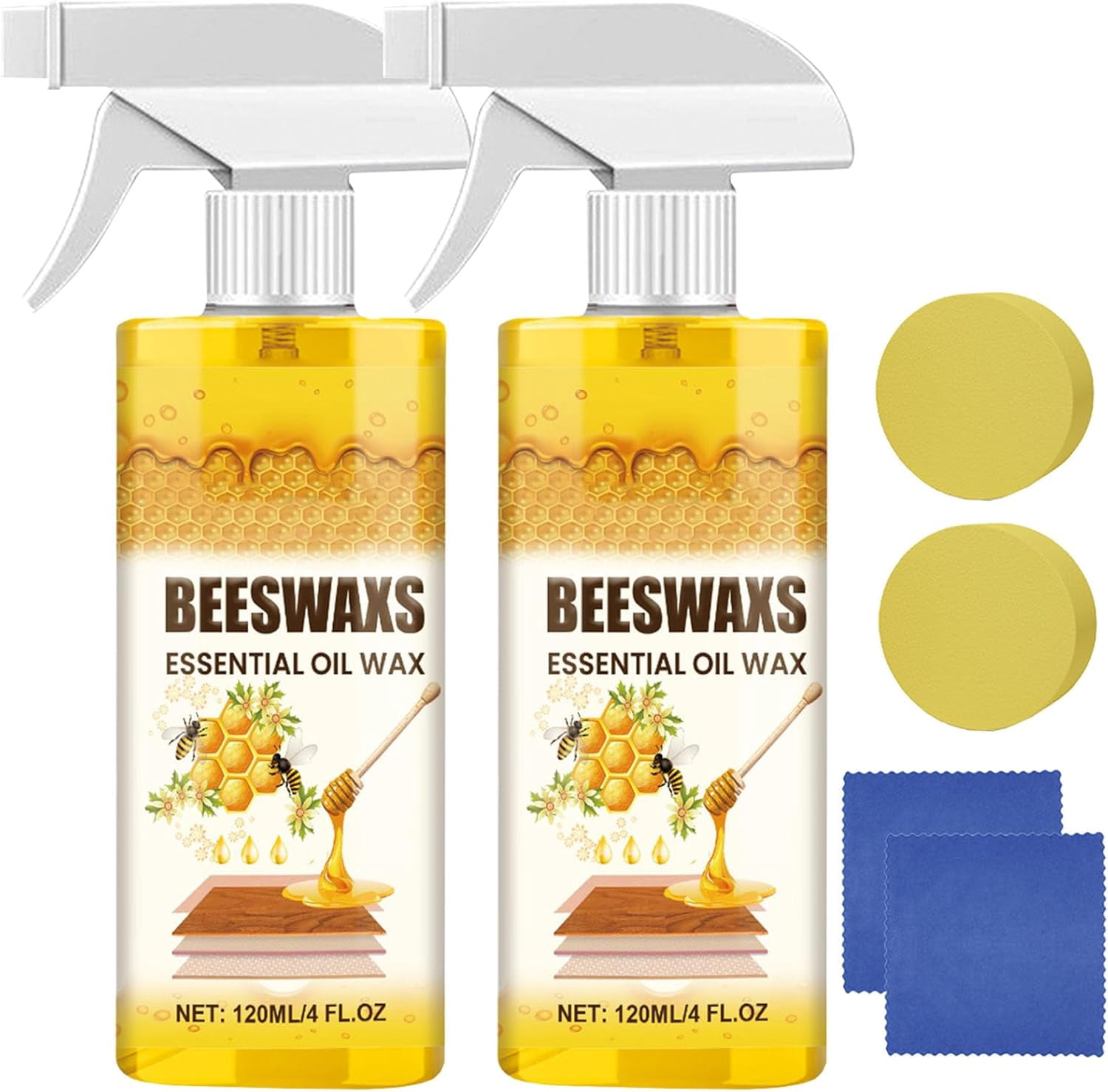 Beeswax Wood Polish Spray, Beeswax Spray Furniture Polish, BeeswaxWood Polishes For Furniture, BeeswaxFurniture Polishes, for Wood Floors and Wooden Cabinet (2 PCS)