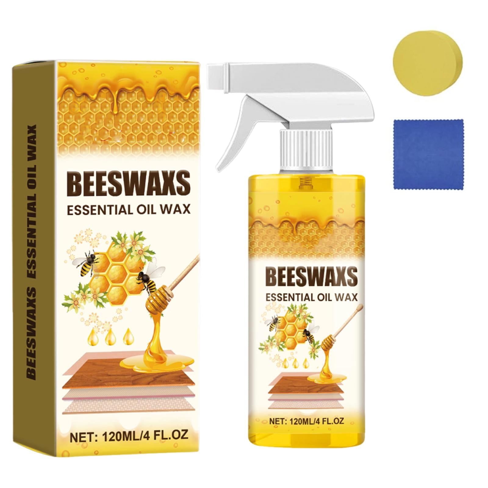 Beeswax Wood Polish Spray — Natural Beeswax & Essential Oil Polish and Cleaner for Wooden Furniture, Floors, Living Rooms, and Kitchens（1PCS）