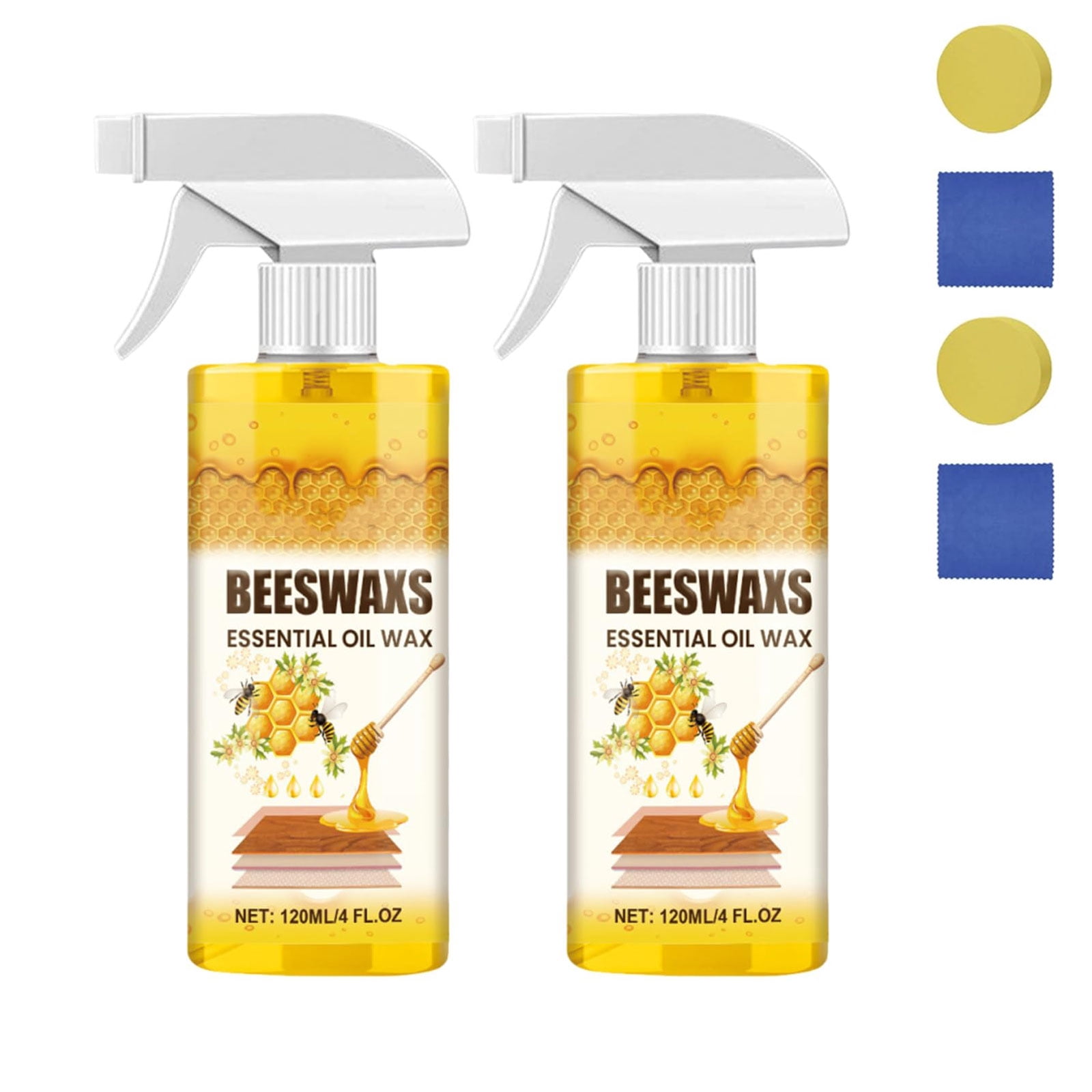 Beeswax Wood Polish Spray — Natural Beeswax & Essential Oil Polish and Cleaner for Wooden Furniture, Floors, Living Rooms, and Kitchens（2PCS）
