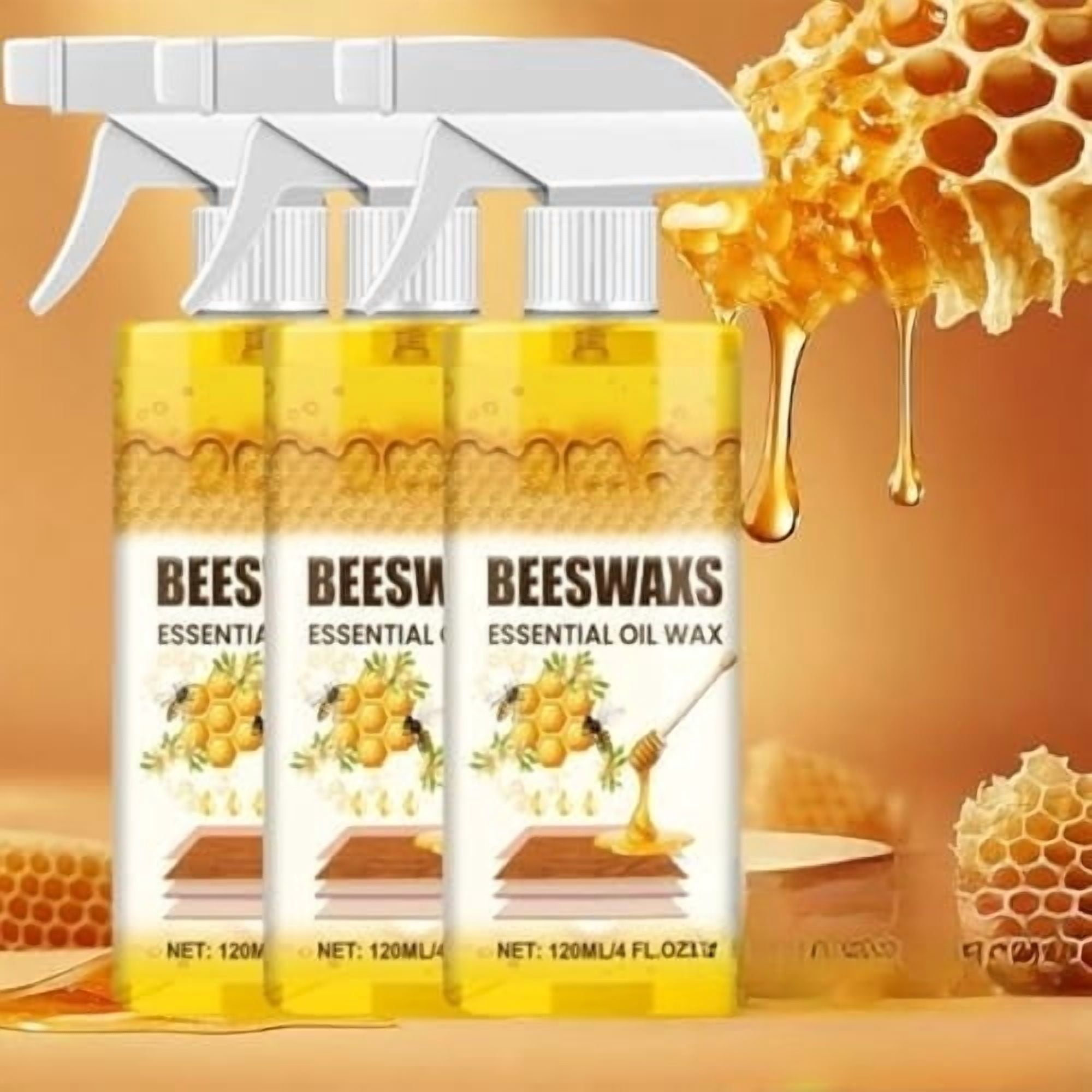 Beeswax Wood Polish Spray for Furniture and Floors, Natural Wood Seasoning Beeswax Cleaner for Tables and Cabinets, 4 fl oz