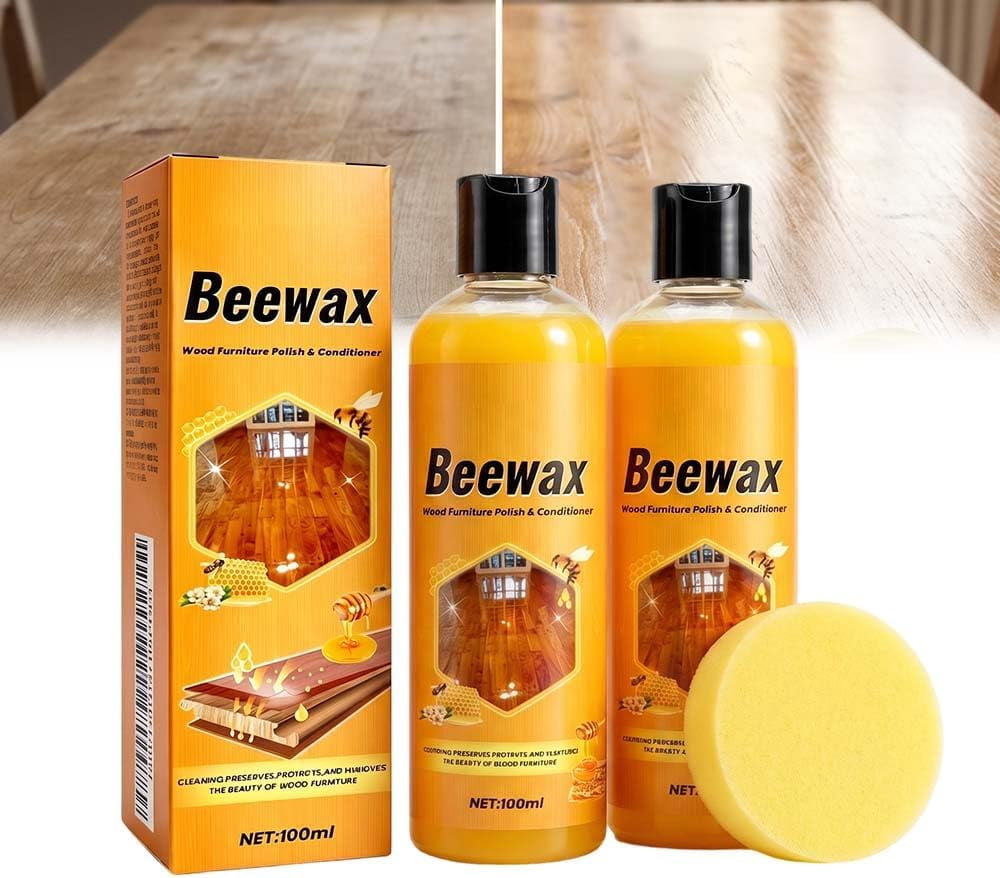 Beeswax Wood Polishing Spray, 2026 New Beeswax Furniture Polish & Conditioner for Wood, Waterproof & Restorer Wood Wax for Living Rooms, Kitchens, and Wood Furniture Floors (2pcs)