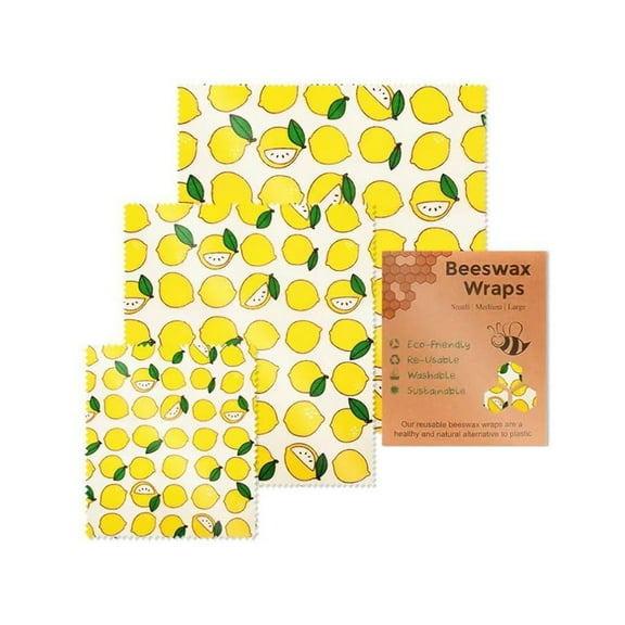 Beeswax Wraps for Food 3 Reusable Food Sheets for Fruits And Vegetables, Plastic Free Biodegradable Recyclable Food Paper Sheets for Fresh Produce Storage, Eco-Friendly , 1X Food Wrapping Paper Set