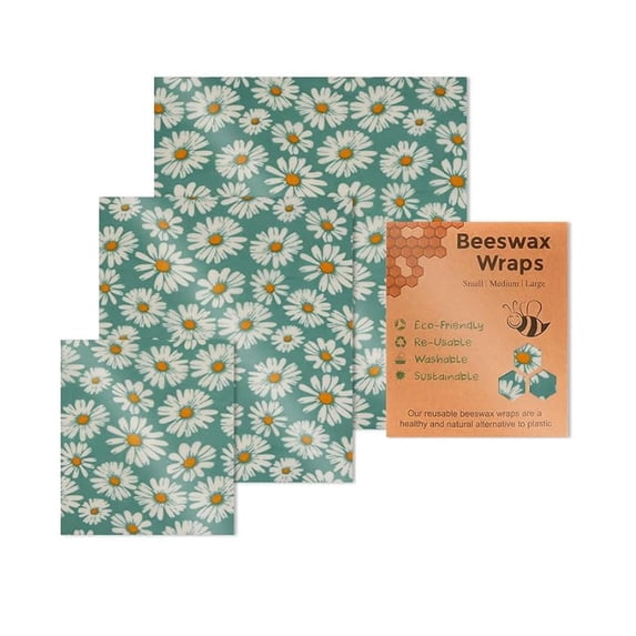 Beeswax Wraps for Food 3 Reusable Food Sheets for Fruits And Vegetables, Plastic Free Biodegradable Recyclable Food Paper Sheets for Fresh Produce Storage, Eco-Friendly , 1X Food Wrapping Paper Set