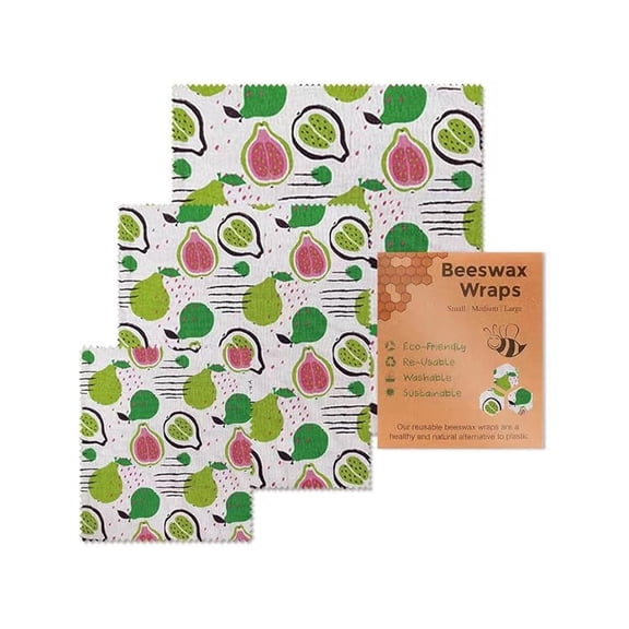 Beeswax Wraps for Food 3 Reusable Food Sheets for Fruits And Vegetables, Plastic Free Biodegradable Recyclable Food Paper Sheets for Fresh Produce Storage, Eco-Friendly , 1X Food Wrapping Paper Set