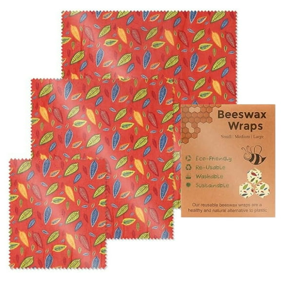 Beeswax Wraps for Food 3 Reusable Food Sheets for Fruits And Vegetables, Plastic Free Biodegradable Recyclable Food Paper Sheets for Fresh Produce Storage, Eco-Friendly , 1X Food Wrapping Paper Set