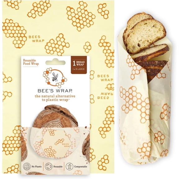 Beeswax Wraps for Food - Bread Wrap - Made in USA Reusable Bread Storage Bags - Organic & Eco-Friendly Alternative to Aluminum Foil, Sourdough Bags & Plastic Wrap, Honeycomb