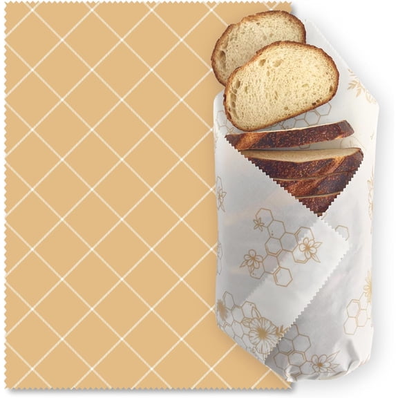 Beeswax Wraps for Food - Bread Wraps - Reusable Bread Storage Bags - Organic & Eco-Friendly Alternative to Aluminum Foil, Sourdough Bags & Plastic Wrap, Honeycomb Twill