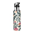 thumbnail image 1 of Water Bottles 20oz Straw Lid Wide Mouth Stainless Steel for School Sport Travel Beet Folk Art, 1 of 9