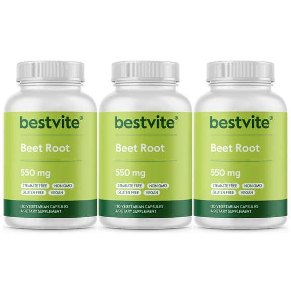 Beet Root 550mg (360 Vegetarian Capsules) (3-Pack) - No Stearates - No Fillers - Vegan - Non-GMO - Gluten Free